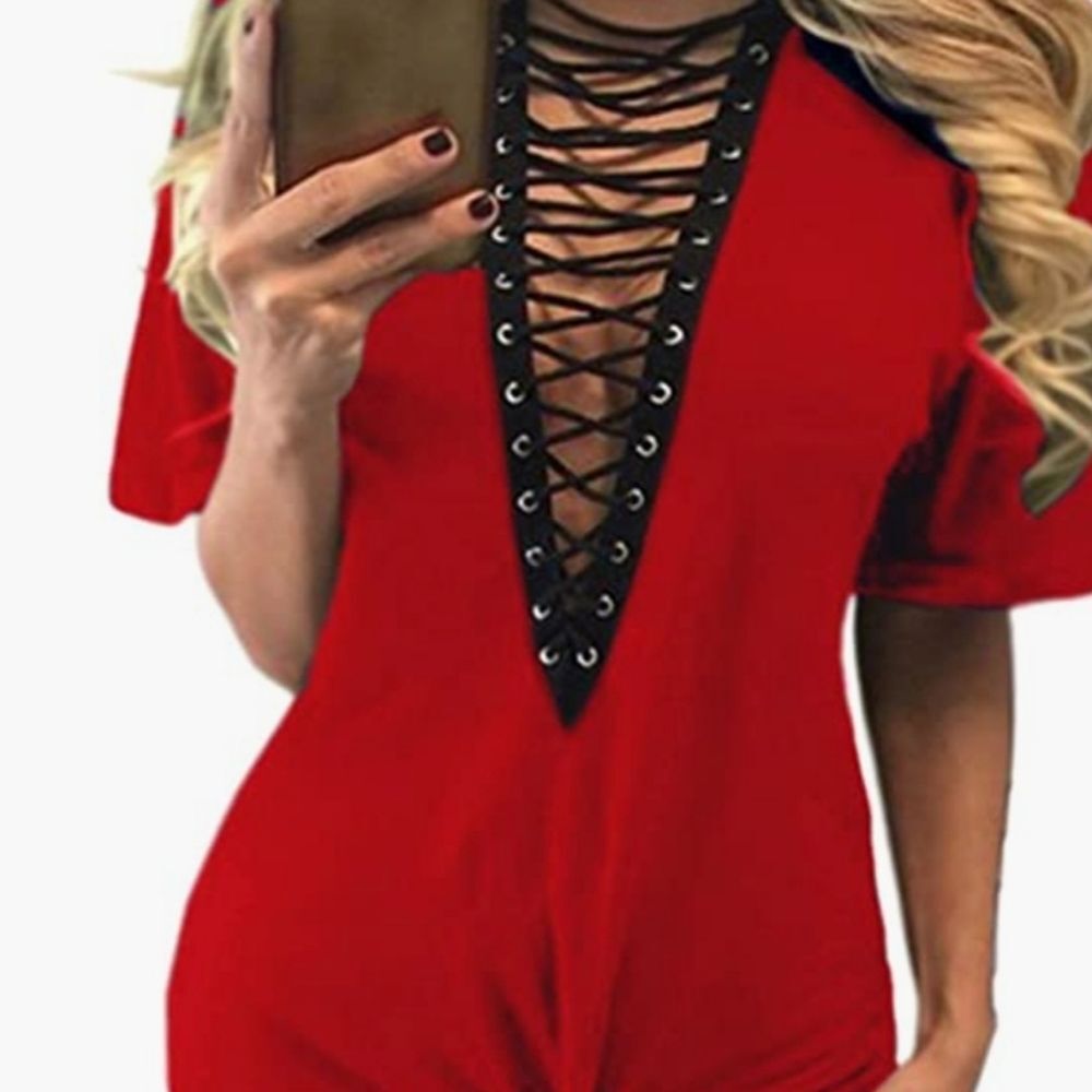 So Chic Lace Front Sexy Mini T-shirt Dress